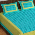 The Hobby Bounty Sanganeri Printed Double Bedsheet |110TC,100% Pure Cotton Bedsheet for Double Bed| 1 Bedsheet (254X 229 cm| 90X100 Inch) with 2 Pillow Covers (43X69 cm | 17X27 Inch)|Sea Green