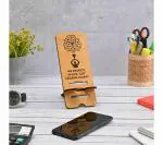 Future Works Wooden Tabletop Mobile Stand Holder for Table Supports Both Cell Phone / Tablet / Dual Mode Portrait / Landscape with Charging Cable Slot (Bamboo)