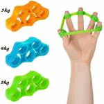 Shopeleven Silicon Finger Stretcher, Hand Grip Exerciser, Palm Strengthener for Athletes, Musicians, Therapy, and Stress Relief (Pack of 3, Assorted)