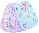 Mom's Pride Cute Baby Multicolor Cotton, Pvc Baby Double Layered Waterproof Soft Bib (Pack Of 6)