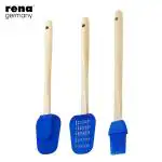 Rena Germany Silicone Spatula Set with Wooden Handle - Baking Set/Tools for Kitchen & Household - Baking/Mixing/Spreading Spoon & Brushes
