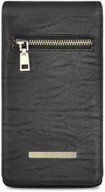 ICREATION All Type Of Mobile 6.5 Inch Size With 3 Pocket & 2 Chain Pocket Black Pouch