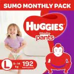 Huggies Wonder Pants Baby Diapers 9 - 12 Months Large 192 Pieces |Pack of 3