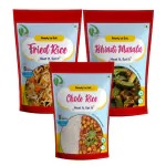 Dryfii Ready-to-Eat-Food | Instant Dehydrated | Healthy Combo Pouch Meal Fried Rice (75g), Chole Rice (100g) & Bhindi (50g) | Rehydrated Weight 750g
