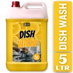 FLISKO Dishwash Liquid 5 Liter Yellow | Enzyme Powered, Natural, Herbal, Eco-Friendly, Plant Based, Biodegradable, Non-Toxic