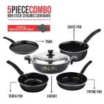 Rynox Non Stick Induction Base Ceramic Coated 5pcs Set Cookware