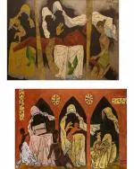 DECOR ADVENTURES Mother Teresa Goddess of Love by M.F. Husain Wall Painting 18 x 24 inch (Set of 2)