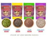 Meewa Think Fresh Think Us 800 Grams 4 in 1 Edible Seeds Combo For Eating | Pumpkin , Sunflower , Flax, Chia Seeds | 200 Grams Each | Seeds for Eating |