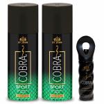 ST-JOHN Men Sports Limited Edition Deodorant Spray Long lasting Protection Sports 150ml Each Pack Of 2 & Cobra Eau De Perfume 15ml For Men (Pack of 3)