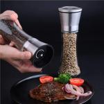 VDNSI Glass Salt Pepper Grinder Spice Crusher Mill Shakers with Adjustable Knob by Ceramic Rotor