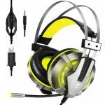 EKSA E800 Wired Over Ear Gaming Headphones with Noise Cancelling Mic, 50mm Drivers & LED Light for PC, Mobile, Tablets, Laptop, PS4, PS5, Xbox One, Nintendo Switch, VR with mic