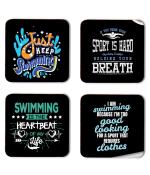 Whats Your Kick Swimming Swimming is The Heart Beat of My Life Quotes Printed Set of 4 Coaster With Metal Stand