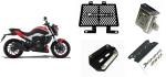 OBEROIS TRADERS Dominar 250 Radiator Guard Front /Rear Oil Container Side Stand Extender Combo Bike Crash Guard (Bajaj)