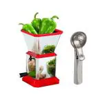 Blue Wonder Stainless Steel Chilly Cutter Cutter With Stainless Steel Neelu Ice Cream Scoop and (Multicolour, Pack of 2)