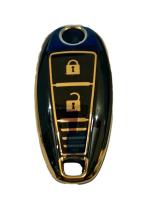 Cloudsale Black, Gold Car Key Cover For 2 Buttons Suzuki Vitara Brezza , Baleno , S Cross , Ciaz , Swift Smart Key