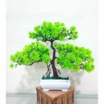 Saf Artificial Plant With Pot For Table, Dining Table And Office Decor Bonsai Wild Artificial Plant With Pot    (25 Cm, Green)