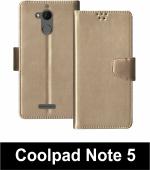 Sbms Coolpad Note 5 Gold Artificial Leather Shock Proof Flip Cover