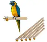 Sage Square Habitat Wooden Perch Stand Toy For Birds Budgie Cockatiel Parrot Hamster Squirrel (Set Of 5)