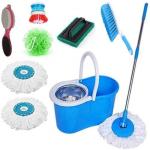 Jsn Bue House Hod Ceaning Bucket Mop Stick Refi Oofha Tie Foot Button And Carpat Brush