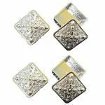 MADHULI Traditional Design Decorative Silver Plastic Mukhwas Box 7.5 x 7.5 x 4 cm (Pack of 4)