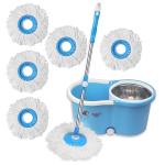 Vault Bharat Premium Quality Easy Quick Spin Mop with Plastic Bucket Floor Cleaning Mop with Bucket,Pocha for Floor Cleaning, Mopping Set With Extra 5 Refill (Warranty:1 Year)
