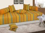 SHADES OF LIFE Yellow Striped Cotton Bedsheet, Cushion and Bolster Deewan Cover Set - (60 x 90 inch) (SOL_DEEWANSET_012)