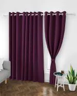 TopDrapes Room Darkening Blackout Door Solid Curtain with Tie Back 7 feet 1 Pcs ( Wine Colour )