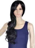 Air Flow Long Hair Wig Black Synthetic Fiber Women