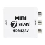 7 seven HDMI to Rca, 1080p HDMI to Av 3rca Cvbs Composite Video Audio Converter Adapter Supports Pal Ntsc for Tv Stick, Roku, Chromecast, Apple Tv, Pc, Laptop, Xbox, Hdtv and Dvd White