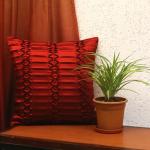 ZEBA World Shell Pleated Cushion Cover- Red (16 inches X 16 inches)