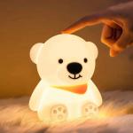 LUXURYTECH Bear Night Light for Kids,16 Colour Changing Baby Night Light, Silicone Cute Night Light Lamp, LED Rechargeable Kids Night Light Cute Lamp