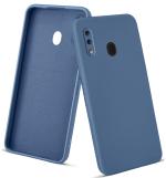 Mr Case Imported Soft Silicon Back Cover Case for Samsung A20 | Microfiber Cloth Inside | Rubberised Material -Stone Blue