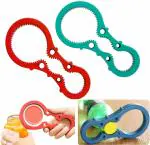 Clixera 3in1 Container Bottle Jar Lid Can Opener Hand Easy Twist Kitchen Tool Silicon Jar Opener Screw Cap Jar Bottle Wrench Red, Green, Blue Random Color (Multicolored)