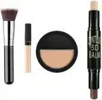 Lenon Combo Of Foundation Brush, 1 Compact Powder, 1 Concealer & 2 In1 Professional 3D Contour Stick (4 Items in the set)