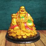 JRG Laughing Buddha for Money, Wealth and Good Luck Idol Statue (14 cms x 12 cms x 12 cms)