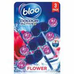 Bloo 4in1 Solid Toilet Rim Block Toilet Cleaner Colour Active Blue Flower Trio Value Pack 3x50g