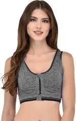 Dhruv Tex Black Nylon Sports Lightly Padded Bra - 34d