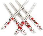 Arraystyle Silver, Red Stainless Steel Eating Chopstick (Pack Of 10)
