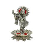 Etsibitsi White Metal Krishna Playing Flute
