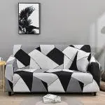PENTHOOM Elastic Sofa Cover 1 Seater, Stretchable Sofa Cover with High-Density (Grey Black Rock)