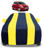 Auto Hub Car Cover Compatible with Maruti Ritz with Mirror Pockets, Triple Stitched, Water Resistant Car Body Cover, Navy, Yellow