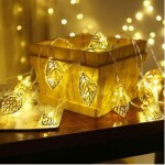 OSH DECORS 14-Head LED Metal Leaf String Lights Festive Indoor/Outdoor Decoration for Diwali, Christmas & New Year