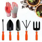 Cinagro Garden Tools Kit (Set of 6) Weeder, 2 Trowels, Hand Fork, Cultivator, Gardening Hand Gloves | Gardening Tools Kit for Home Garden, Indoor and Outdoor Gardening for Plants and Soil