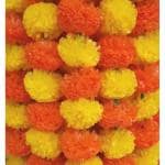 WDECOR 5 Strings Handmade Fluffy Flower Garland Gendha Phool Mala for Decoration Yellow Marigold Artificial Flower (16 inch, Pack of 5, Garlands)