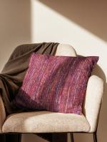 BIANCA handmade maroon Cushion Cover [Zipper Closing On Back] -1pc stripe(40 cm x 40 cm)