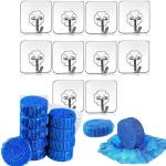 FIMTOWN Automatic Toilet Bowl Cleaner Tablets Stain Remover (pack of 10) with Latest Self Adhesive Wall Hooks Pack of 10 Pcs Plastic Wall Hooks Heavy Duty Hooks