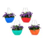 Go Hooked Plastic Hanging Triangle Planter (Pack of 4, Multicolor) (23 x 23 x 13 Centimetres)