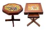 SAARTHI Rajasthani Dhola Maru Handmade Wooden Dhola Maru Folding Table and Drawer Table (2 Table)