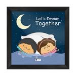 Indigifts Blue Engineered Wood Lets Dream Together Quote Cute Young Couple Holding Hands Poster Frame Valentine Gift For Boyfriend Girlfriend - 6 x 6 Inch , Valentine Day Gift