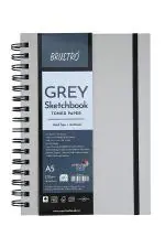 Brustro Toned Paper - Grey Sketchbook Wiro Bound Size A5 120GSM (60 Sheets) 120 Pages